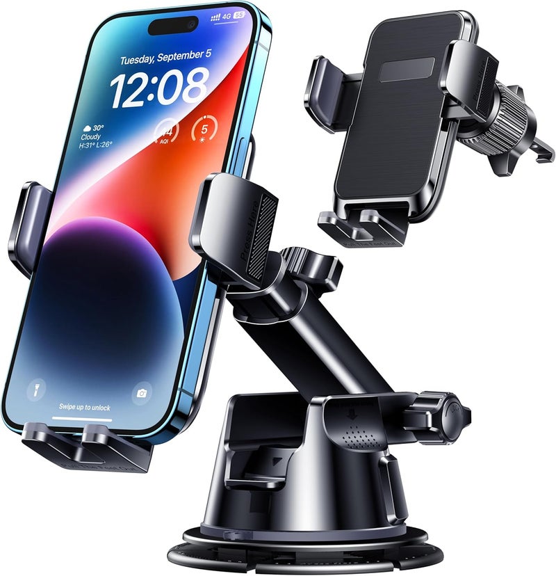 DOLYOFG Car Phone Holder Mount, [Military-Grade Suction & Super Sturdy Base] 3 in 1 Universal Phone Mount for Car Dashboard Windshield Air Vent Dash Pad Car Mount for iPhone Android Smartphone - Image 1